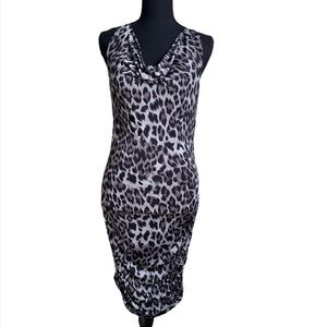 Fashion Magazine Black and Gray Animal Print Fitted Style Dress Size Large